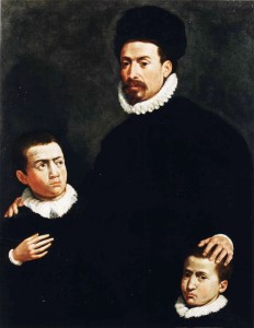 Giovan Paolo Cavagna Ritratto di gentiluomo con due figli, tela. Courtesy collezione Credito Bergamasco